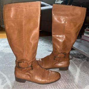 Nine West Vintage America Collection Brown Cognac Leather Knee High Riding Boots